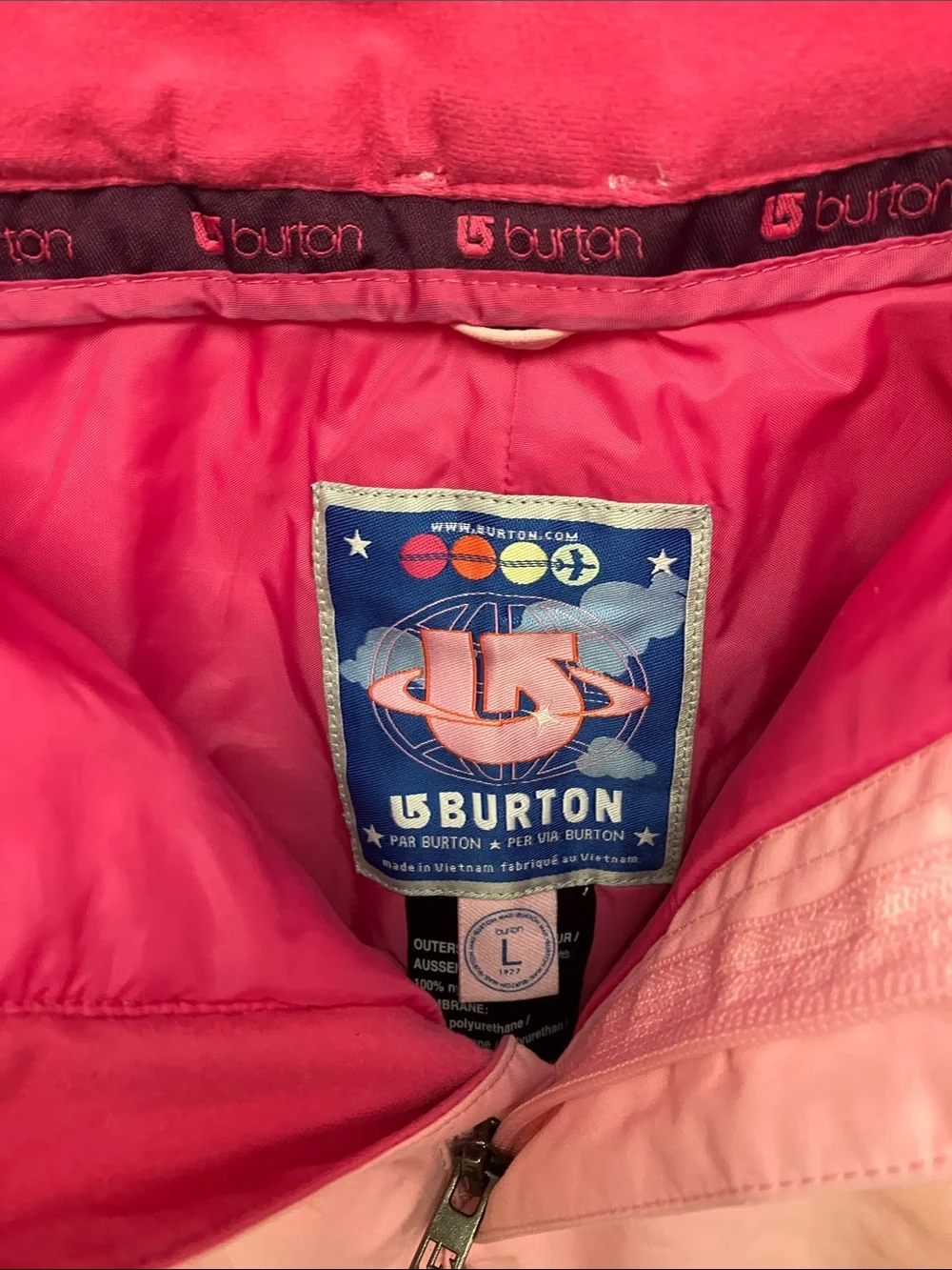 Kids Burton pink snowboard pants size L.